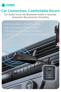 Adaptateur audio sans fil BT COTECi 3,5 mm Jack Aux pour voyage en avion, <span class=keywords><strong>émetteur</strong></span>-<span class=keywords><strong>récepteur</strong></span> BT pour avion, transmetteur-<span class=keywords><strong>récepteur</strong></span> BT pour casque, voiture - Product Image 4