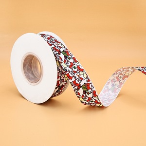 Festive Pine Branch Printed <b>Ribbon</b> Custom Logo For Xmas Wedding And Party Use - Product Image 2