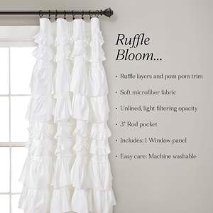 Panel de cortina de ventana blanco individual 52 \ "W X 84 \" L cortinas con volantes con filtrado de luz para decoración de coquetas de <span class=keywords><strong>dormitorio</strong></span> - Product Image 6