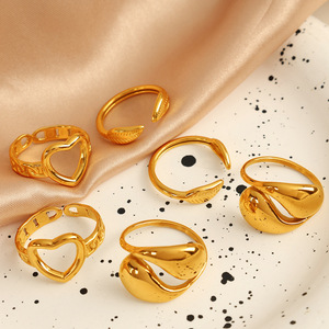Heart Shape Geometric Fashion <b>Ring</b> Gold Color Unisex Jewelry Gift - Product Image 1
