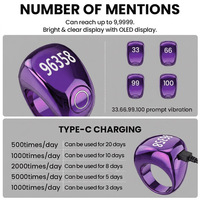 Bague connectée Tasbih Zikr musulmane numérique étanche avec horloge LED et compteur Tasbih