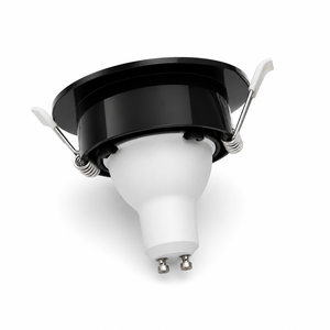 ไฟสปอร์ตไลท์ LED GU10 MR16 แบบฝัง โครงสีดำทรงกลม พร้อมคลิปสองตัว ฝาครอบไฟสำหรับใช้ภายในอาคาร ผิวขัดเงา - Product Image 4