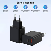 Chargeur mural intelligent double port 20W, charge rapide USB pour appareils mobiles, prise EU&KC, QC 3.0 Type C PD, nouveau design avec certificat CE KC