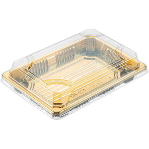 Contenedores Rectangulares Apilables de 8.5 Pulgadas para Comida para Llevar, de PET Reciclado de Grado Alimenticio, Antivaho, Transparentes, para Sushi y Pan, Personalizables - Product Image 1