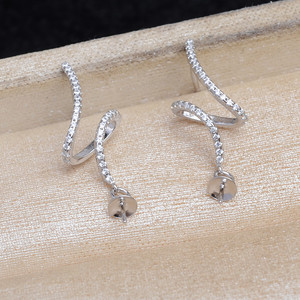 Pendientes de Plata S925 con Forma de Serpiente Wenchi, Accesorio de Joyería DIY de Moda, Soporte Vacío para Piedras de 8-12mm, Producto Semielaborado, Modelo 15572 - Product Image 1