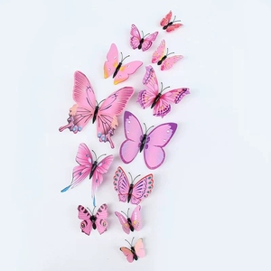 Autocollants <span class=keywords><strong>muraux</strong></span> 3D réalistes en forme de papillon, lot de 12, décalcomanies monocouche ultra-réalistes pour mariage, fête, anniversaire, décoration de fond de maison - Product Image 3