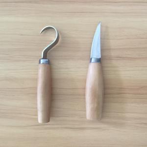 Ensemble de 2 couteaux à bois en acier inoxydable, couteau incurvé à motifs, grattoir pour sculpter, raser le bois, ciseaux et poinçons - Product Image 1