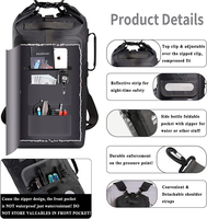 Sac à dos étanche personnalisé en usine 20L 30L 40L avec fermeture éclair, doublure en polyester, imperméable et flottant pour kayak
