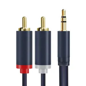 批发3.5毫米至2RCA音频电缆3.5至双2RCA影音电缆电脑扬声器Y电缆