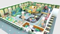 Aire de jeux intérieure certifiée CE GS TUV avec toboggan, piscine à balles, maisonnette et circuit de voitures pour parc de loisirs familial