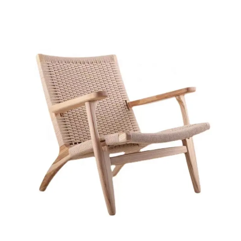 Modern wooden rattan leisure chaise lounge chairs with arms