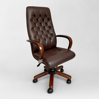 Chaise de bureau de direction en bois de haute qualité, chaise de patron en cuir de luxe avec base en bois