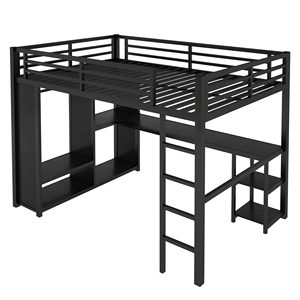 <span class=keywords><strong>Lit</strong></span> mezzanine multifonctionnel avec bureau et étagères, structure métallique robuste, démontable, pour chambres, dortoirs, appartements, écoles, salons, ateliers - Product Image 6