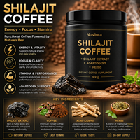 Café instantané au Shilajit en gros, marque privée OEM, 300g, extrait de Shilajit, adaptogènes, soutien énergétique, café au Shilajit