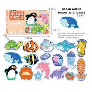 Rompecabezas Magnético de <span class=keywords><strong>Animales</strong></span> Marinos de Dibujos Animados para Refrigerador, <span class=keywords><strong>Pizarra</strong></span> Blanca y Negra - Product Image 1