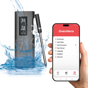 वाई-फाई ब्लूटूथ डिजिटल धातु वायरलेस फूड थर्मामीटर आईपी 68 वाटरप्रूफ मांस बेक 80 मीटर लंबी दूरी की निगरानी - Product Image 2