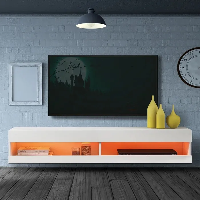 Fabrik Großhandel Europäisches Design Hochglanz Unterhaltung Weiß TV-Ständer TV Wand halterung 75 Zoll Schrank