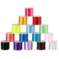 Cordon élastique plat multicolore de 0,8 mm, fil de cristal pour la fabrication de bijoux, composant pour colliers, 50 mètres/rouleau