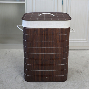 72L Brown Eco-friendly Rectangle Folding Bamboo Dirty Clothes Laundry Basket <strong>Storage</strong> <strong>Hamper</strong> with Handle and Lid - Product Image 2