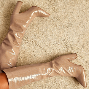 Bottes et bottines imperméables à talon épais, hauteur genou, mode automne 2025 pour femmes - Product Image 4