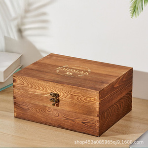 Caja de Madera Maciza para Guardar Copas de Vino, Rectangular, con Cerradura, Caja de Madera para Regalos y Manualidades - Product Image 5