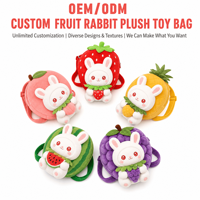 Sac à dos en peluche personnalisé OEM ODM Lapin Fraise, Sac à dos en peluche pour enfants et adultes, Cadeau personnalisé