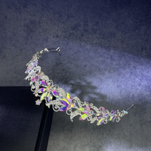 Diadème en cristal de luxe multicolore: <span class=keywords><strong>couronne</strong></span> florale rétro pour mariée/reconstitution historique/dîner/fête femmes - Product Image 6