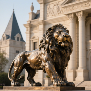 Statue de lion en Bronze grandeur nature personnalisée en usine Sculptures Décorations de jardin extérieures Gardien d'animaux en laiton - Product Image 3
