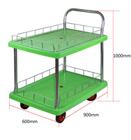 Carretilla de Plataforma de Dos Niveles Desmontable de Alta Calidad, Verde, Carretilla de Una Mano, Capacidad de Carga de 300 kg, 60*90 cm