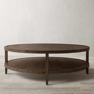 Table basse de salon américaine, table basse ronde en bois recyclé antique avec rangement - Product Image 4