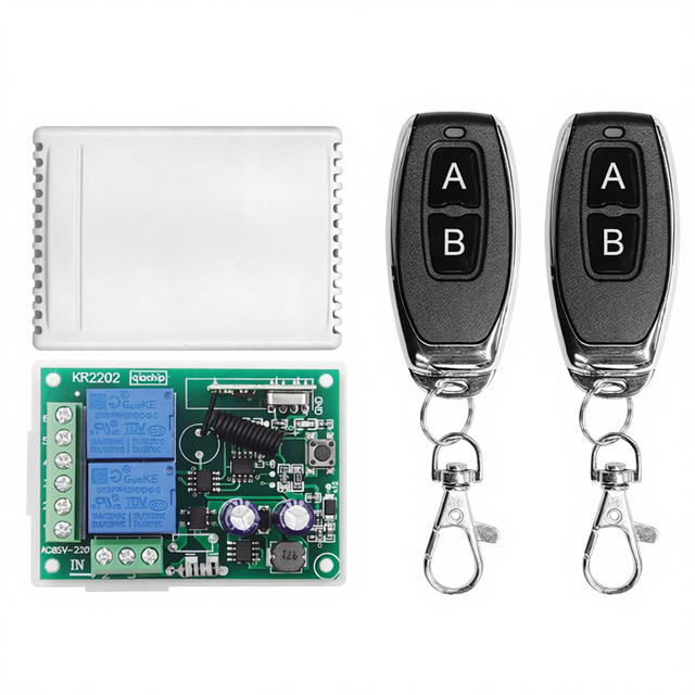 433Mhz 220V 110V Remote Control Switch for Light,Door, Garage Universal Remote AC 85V ~ 250V 2CH Relay Receiver and Controller
