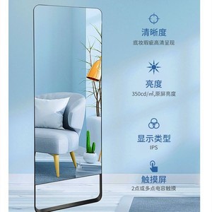 Miroir de fitness intelligent Bostech 1920x1080 IPS avec écran tactile en verre, miroir de yoga moderne sur pied avec connectivité Wi-Fi - Product Image 1