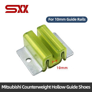 Patins de guidage de contrepoids d'ascenseur pour rails creux Mitsubishi 10mm 16mm - Tête de guidage de type W / type M avec douille - Product Image 3