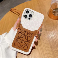 Casing iPhone 15 /14 /13 Pro Max dengan Tempat Kartu Kredit, Tali Selempang, dan Tali Panjang
