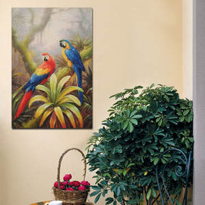 <span class=keywords><strong>Peinture</strong></span> à l'<span class=keywords><strong>huile</strong></span> originale d'oiseau <span class=keywords><strong>perroquet</strong></span>, 100 % peinte à la main, sur toile, taille personnalisée, pour décoration intérieure - Product Image 3