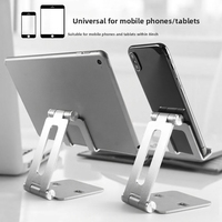 270 °   Support de téléphone portable en alliage d'aluminium portable avec réglage d'angle, coussinet en silicone antidérapant, logo personnalisé, pour téléphone et tablette