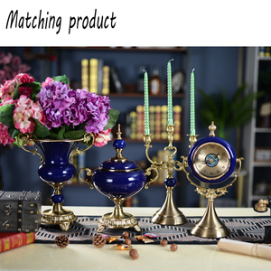 Vaso a Tromba di Lusso Europeo con Doppio Manico, in Metallo e Ceramica, Decorazione da Tavolo per <span class=keywords><strong>la</strong></span> Casa, Vaso per Fiori con Motivo Rotondo - Product Image 5