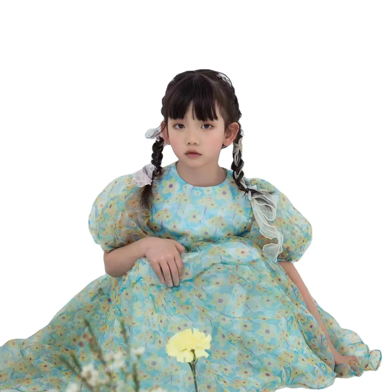 Baby Girl Dress Clothes Floral Print Baby Summer Dress children Girl half Sleeve 100% Chiffon Flower party Dresses