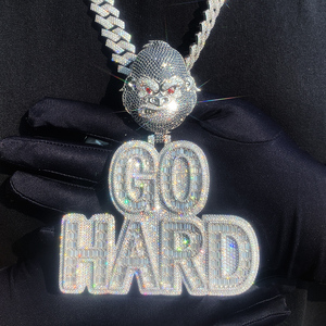 مخصص المويسانيتي قلادة الهيب هوب المثلج من المجوهرات قلادة اسم أسود قلادة المويسانيتي على شكل حرف أولي فضي - Product Image 2