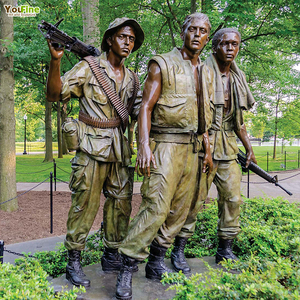 YOUFINE等身大ベトナム彫刻ブロンズ三武将像、記念公園や庭園用 - Product Image 1