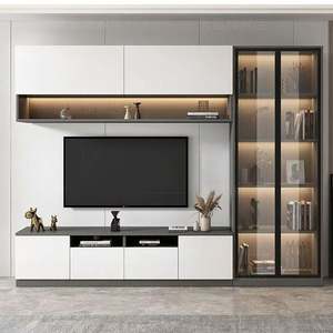 Modern Home Hotel Floating Wooden <b>Tv</b> <b>Cabinets</b> Furniture Designs Living Room <b>Led</b> Lighting Wall Mounted Screen <b>Tv</b> <b>Cabinet</b> Design - Product Image 1