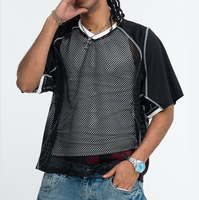 T-shirt OEM respirant à séchage rapide, coupe décontractée personnalisée, manches courtes, col en V, jersey streetwear, t-shirt de sport en mesh pour homme