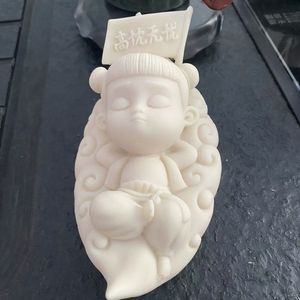 Brûleur d'encens Nezha, ornement en pierre blanche, diffuseur de parfum fait à la main, pour la maison, le bureau, la voiture, décoration de bureau, cadeau - Product Image 3