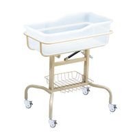 Chariot de maternité en acier inoxydable avec poteau porte-perfusion, bassin transparent et inclinaison réglable pour nouveau-né
