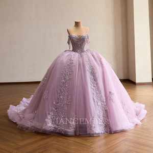 261101 Magnifiques robes de Quinceañera pour femmes, lavande, épaules dénudées, avec franges et cristaux - Product Image 2