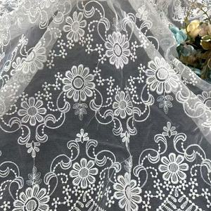 Nouvelle dentelle brodée de haute qualité, motifs floraux, tissu en organza brodé pour robes de mariée - Product Image 5