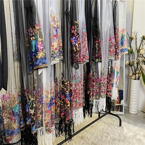 1904# <b>Summer</b> Super Lightweight Floral Abaya Cardigan 4 Different Patterns Embroidered Front Open Abayas for Muslim Women - Product Image 5