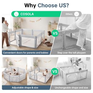 Moderno box in legno per bambini pieghevole portatile per interni esterni box box con serratura di sicurezza per bambini giochi e soggiorno uso - Product Image 5