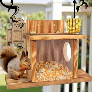 Mangeoire à écureuil en bois créative Conception de fenêtre transparente pour l'interaction écologique de la cour Caractéristiques Combinaison de maïs amusante - Product Image 6