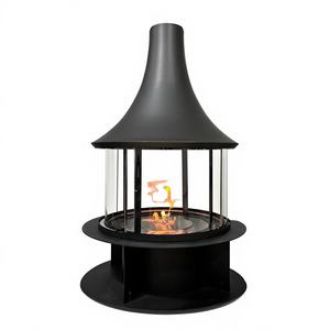 Chimenea Moderna Independiente PANSEE de Acero al Carbono, Chimenea de Etanol Colgante con Mesa y Control Remoto - Product Image 1